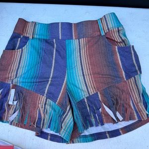 CRAZY TRAIN SERAPE FRINGED SHORTS **NWOT**